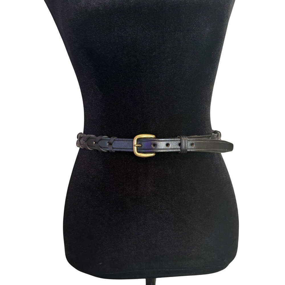 Tory English Bridle Leather Equestrian Black belt Womens 28 Stitched Adjust USA
